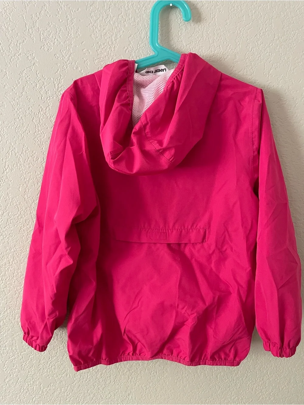 Lands' End Girls Bright Pink Hooded Raincoat